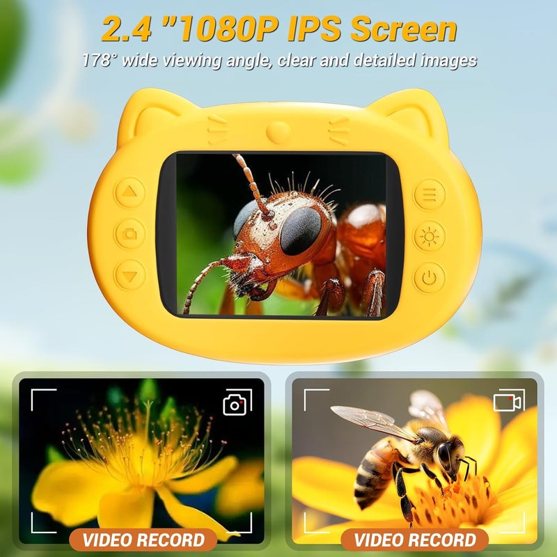 WINWEND 2.4" Screen Pocket Kids Microscope: 1000X Handheld Microscope for Photo and Video - Portable Science Kits STEM Toys – Christmas/Birthday Gifts for Girls & Boys Ages 3-12(Orange) - Image 3
